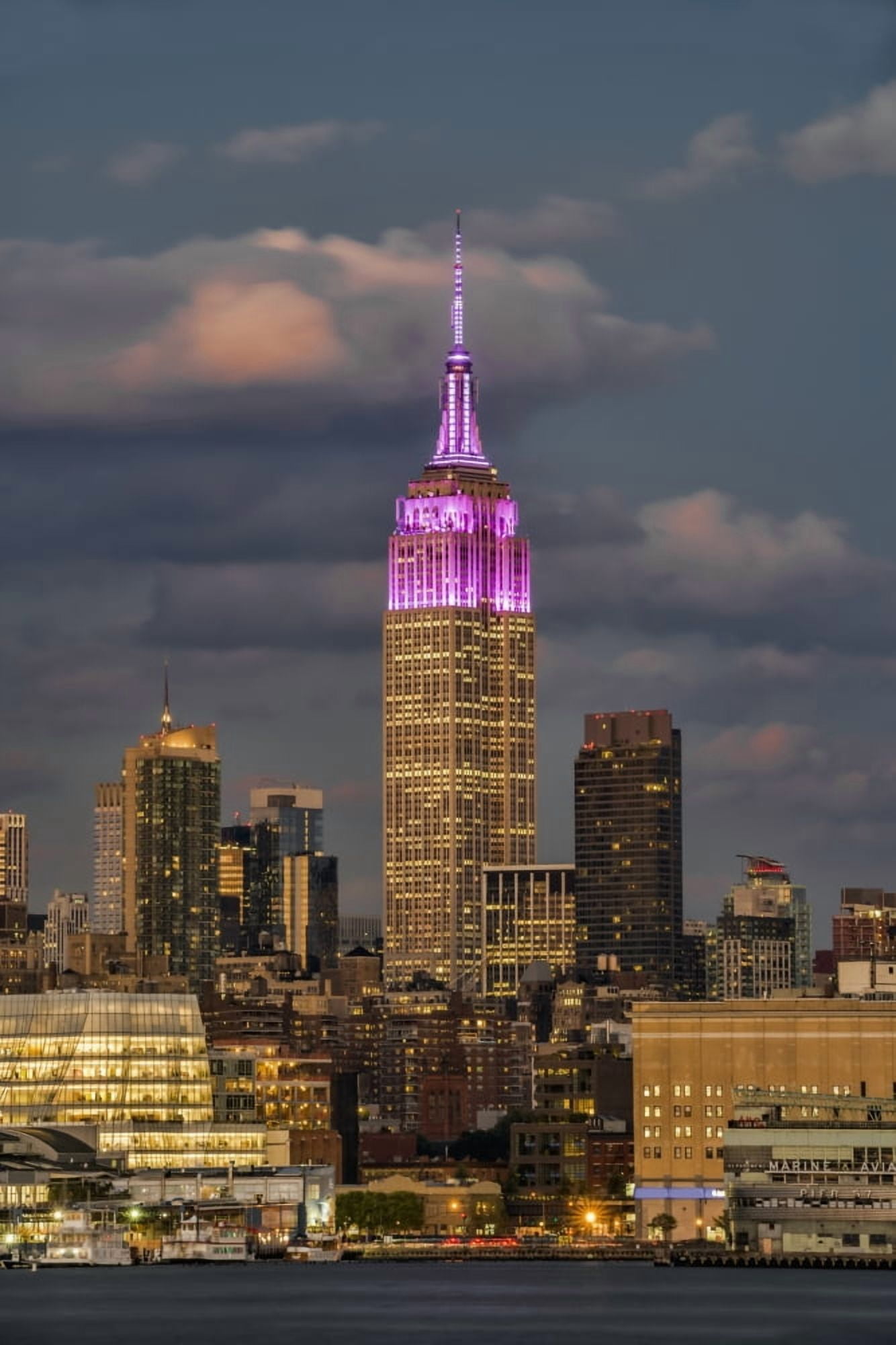 Empire State Building at sunset colour honouring the Cupus Foundation of America New York City New York United States of America Canvas Art - F M Kearney Design Pics (12 x 19)