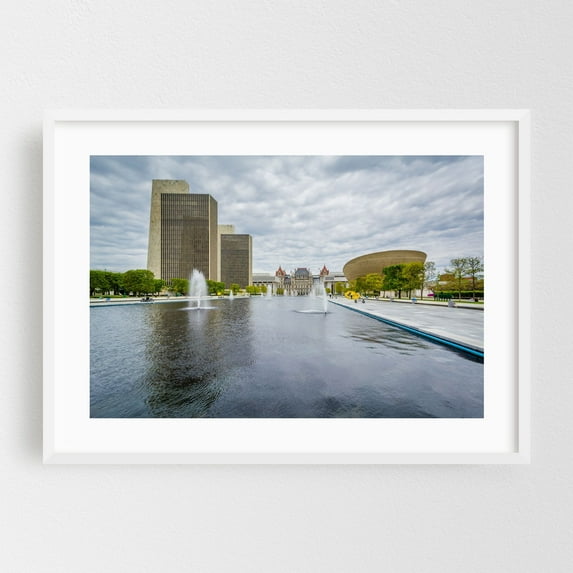 Empire State Plaza - Albany New York Photography White Framed Wall Art Print 16 x 24 inches