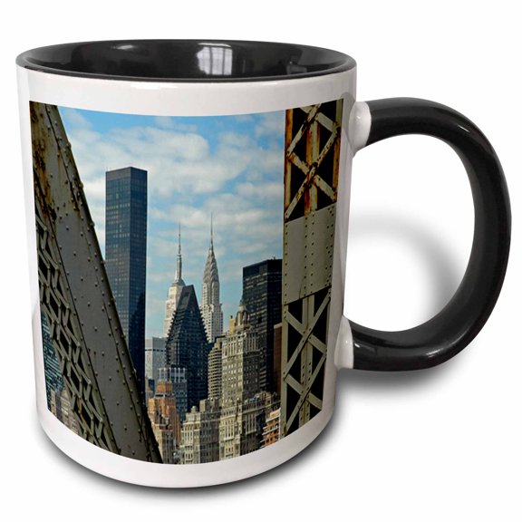 3drose, Empire State, View from the Bridge, 11oz Two-tone Black Mug