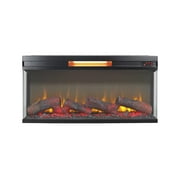 Empire USA 362001B-36P Panoramic Electric Fireplace Insert, with 3-Side Glass & Multi-Color Flame, w/Remote Control, Thermostat, Timer, 1500w
