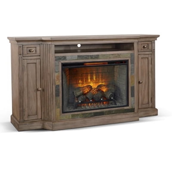 Empire USA 3650BU USA Fireplace TV Stand with Storage Cabinets, Brown (72-Inch,Contain Fireplace, 3648&3666-FPI)