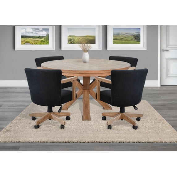 Empire USA Chic Poker Game & Dining Table Set w/ 4-6 Game Chairs (Oak Grove Finish 6 Game Chairs)