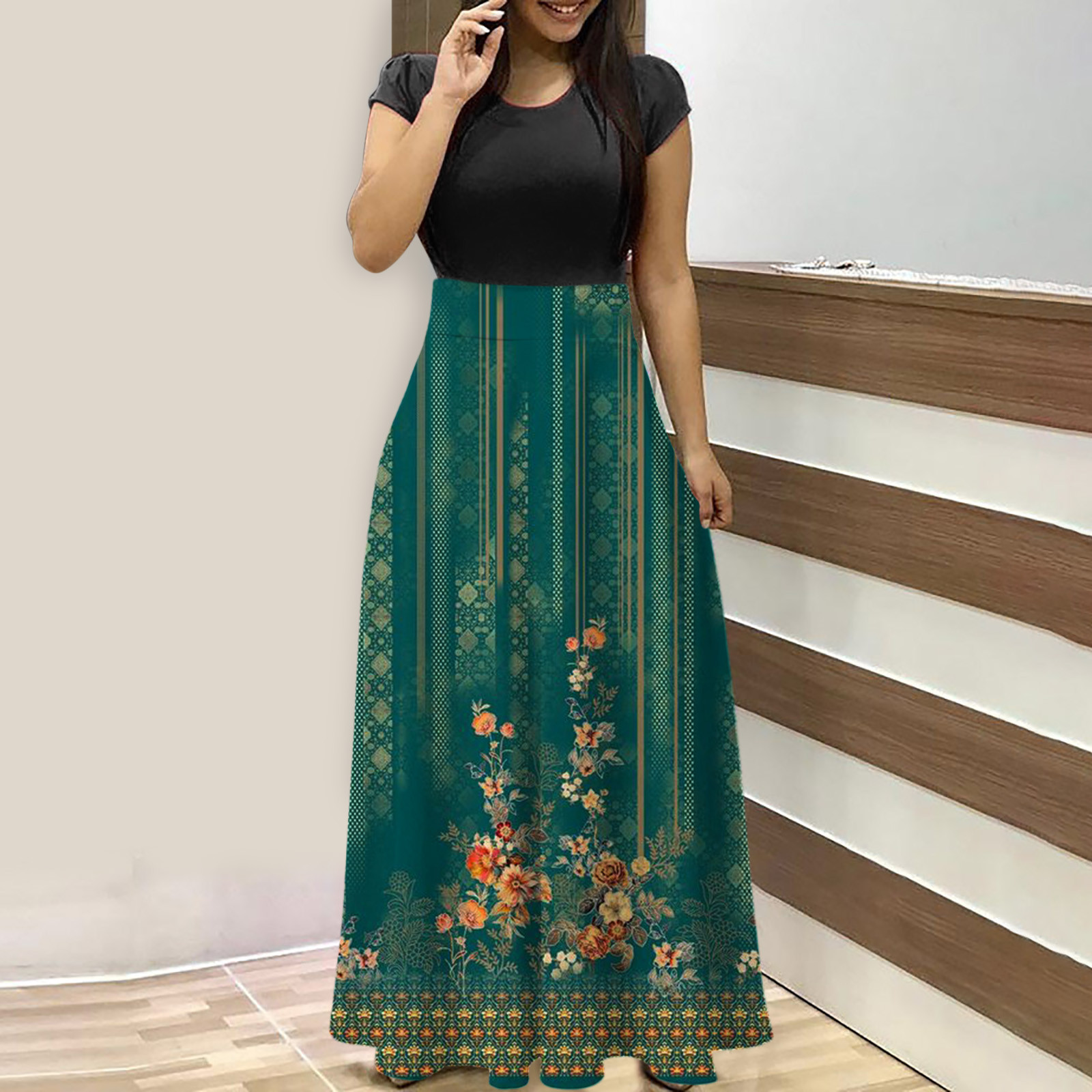 ZEFOTIM Women's Floral Maxi Dress - Long Boho Summer Dress With Short Or Long Sleeves