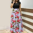 thumbnail image 1 of Empire Waist Dresses for Women 2024 Short Sleeve Crewneck Floral Maxi Long Dress Summer Fashion Casual Sun Boho Dresses, 1 of 4