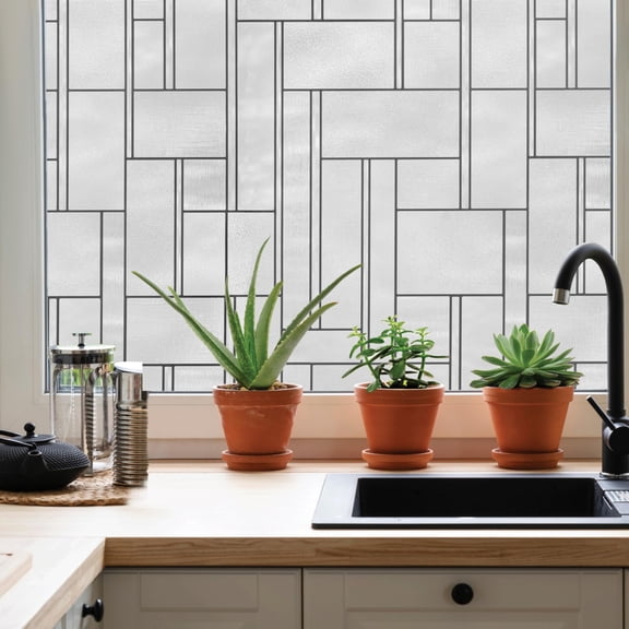 Empire Window Film By Artscape - Textured Leaded Glass Design Static Cling Day And Night Uv Protection Renter Friendly Made In 24 X 36 Inch