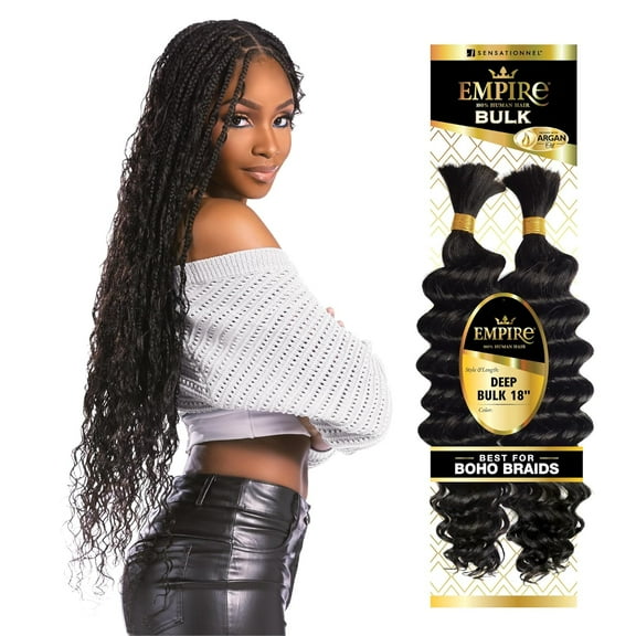 Empire bulk braiding – deep human hair braids for knotless boho box or curly loose styles (18 inch, 2 DARKBROWN)