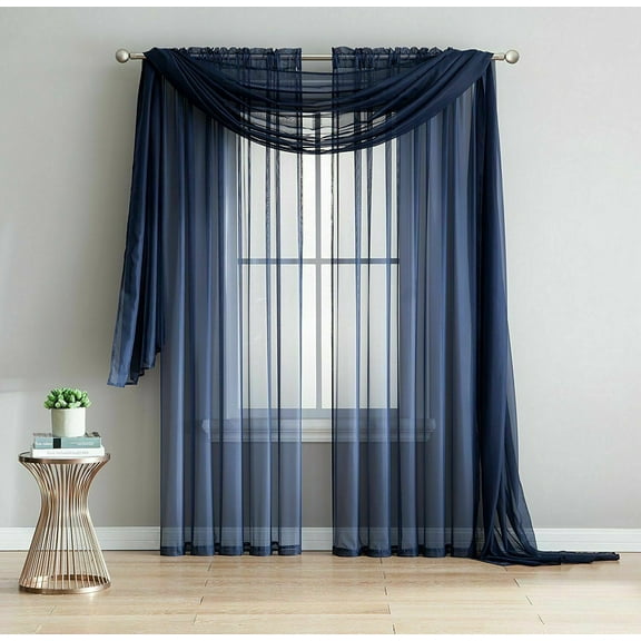 Empire's 216" Long Sheer Curtain Window Valance / Scarf Over 20 Colors!