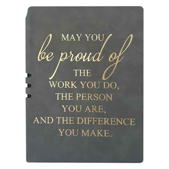 Employee Appreciation Gift Hardcover Leather Journal Notebook - 1PC Lined Journal 8.3 x 5 with Gold Foil Motivational Quote, Thank You Gift for Coworkers, Grey