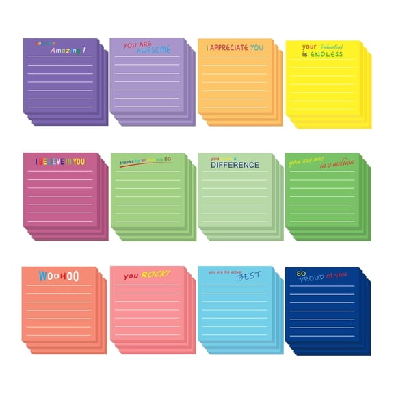 Employee Appreciation Sticky Notes, 36 Pcs Motivational Post It Notes with Inspirational Quotes for Coworkers Nurses Teachers, Office Home Supplies, 3x3 Inches, Multicolor