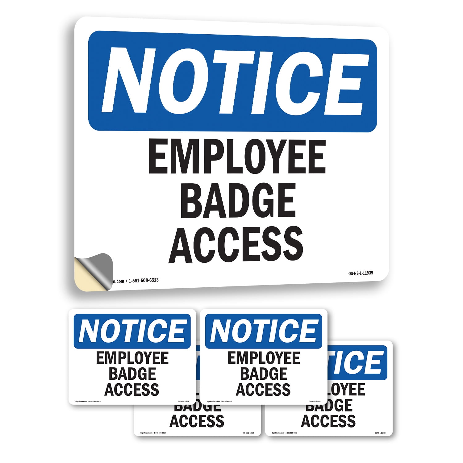 Employee Badge Access OSHA Notice Vinyl Decal Label 18 Inch x 12 Inch ...