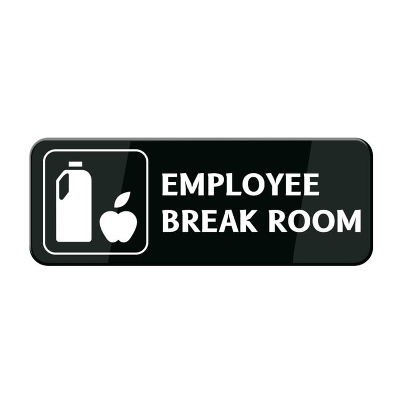 Employee Break Room Black &amp; White Acrylic Sign 10"X3" For Offices ...