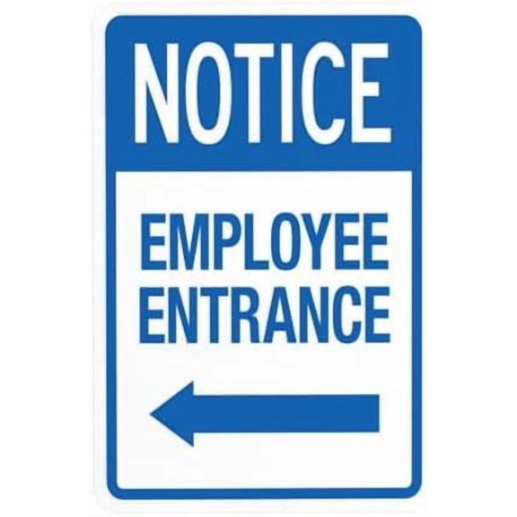 Employee Entrance With Left Arrow Warning Sign, Do Not Enter Security Metal Signs for Busines Home Outdoor Indoor Road Yard Garage Street Wall Caution Decor 8 x 12 Inch