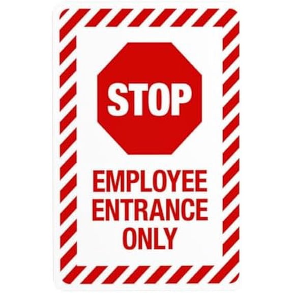 Employee Entrance Only Stop Warning Sign, Do Not Enter Security Metal Signs for Busines Home Outdoor Indoor Road Yard Garage Street Wall Caution Decor 8 x 12 Inch
