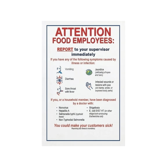 Employee Hygiene Poster Food Safety Handwashing Guidelines Chart for Restaurant Commercial Kitchen Wall Decor
