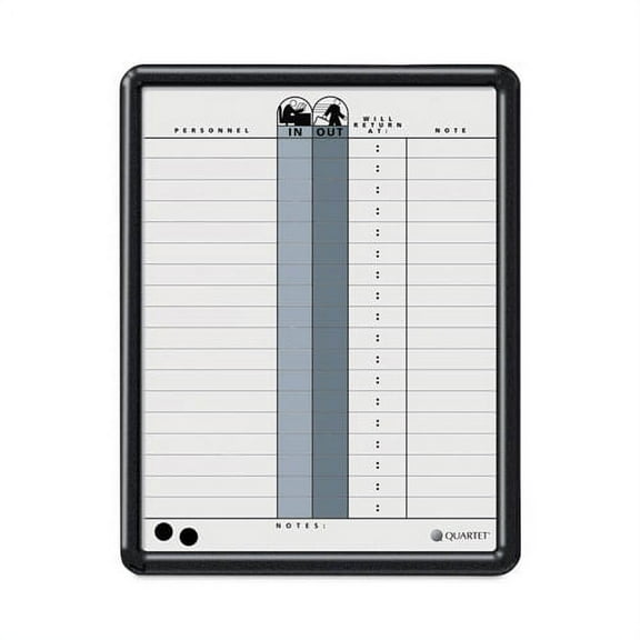 Employee In/Out Board, Personnel In/Out Tracking Chart, 11" x 14", White/Gray Surface, Black Plastic | Bundle of 2