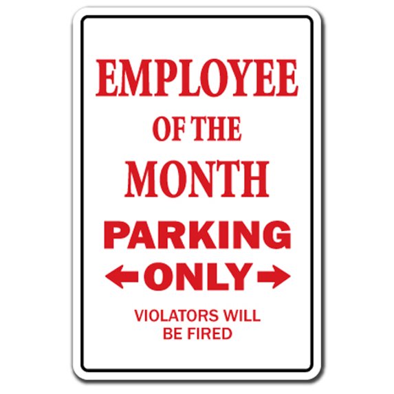 Employee Of The Month [3 Pack] of Vinyl Decal Stickers | Indoor/Outdoor | Funny decoration for Laptop, Car, Garage , Bedroom, Offices | SignMission