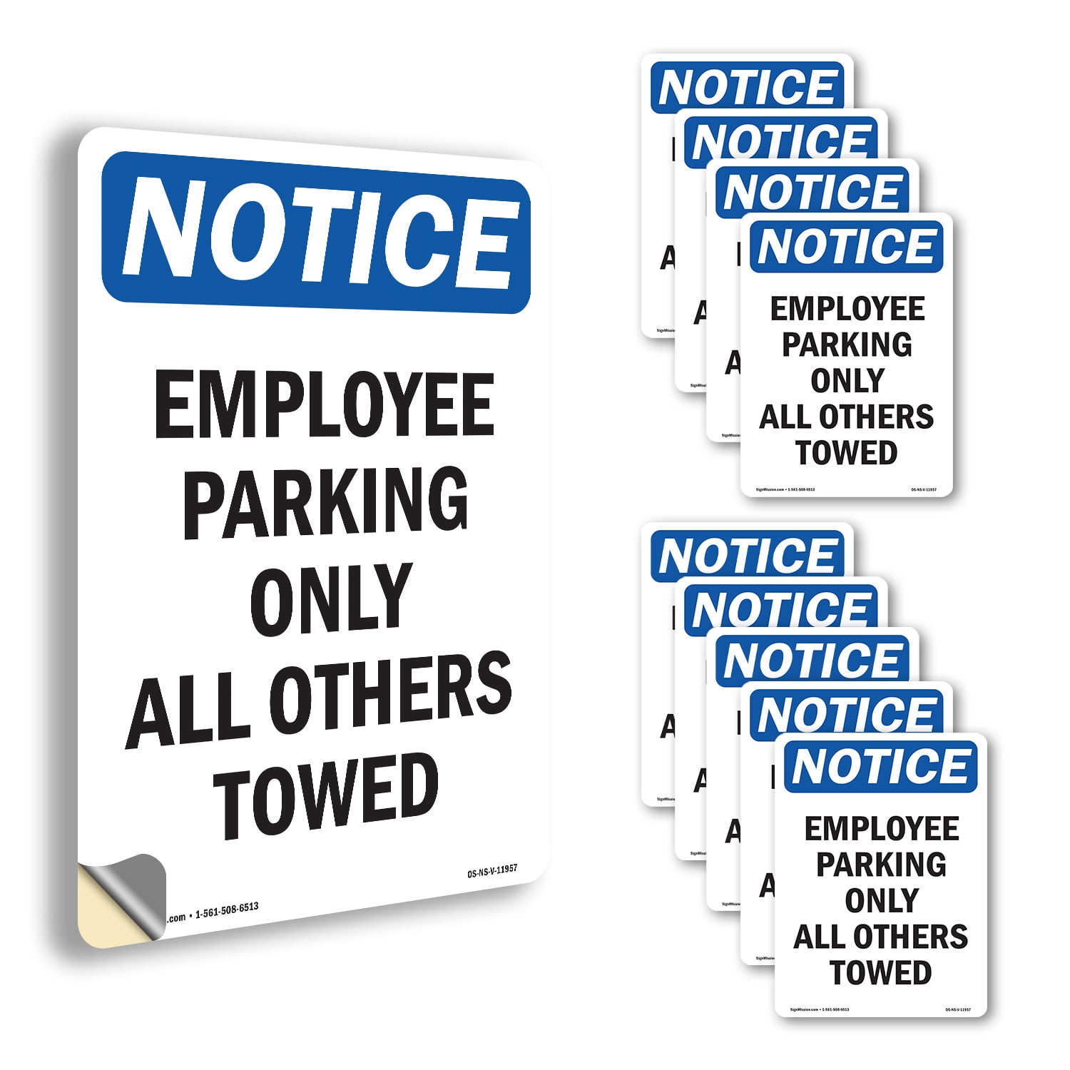 Employee Parking Only All Others Towed OSHA Notice Vinyl Decal Label 18 ...