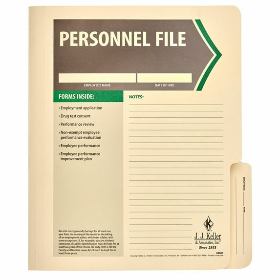 Employee Personnel File Folder, 11.75 x 9.5, 10 Pack