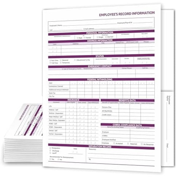 Employee Personnel File Folders - 25-Pack Preprinted HR Folders with Secure Internal Pockets - Heavyweight White Cardstock for Discreet Employee Records - Made in USA$$Office