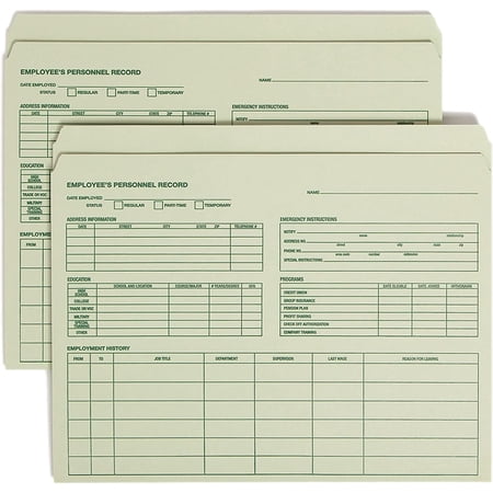 Employee Record File Folder, Straight-Cut Tab, Letter Size, Moss, 20 per Pack (77000)