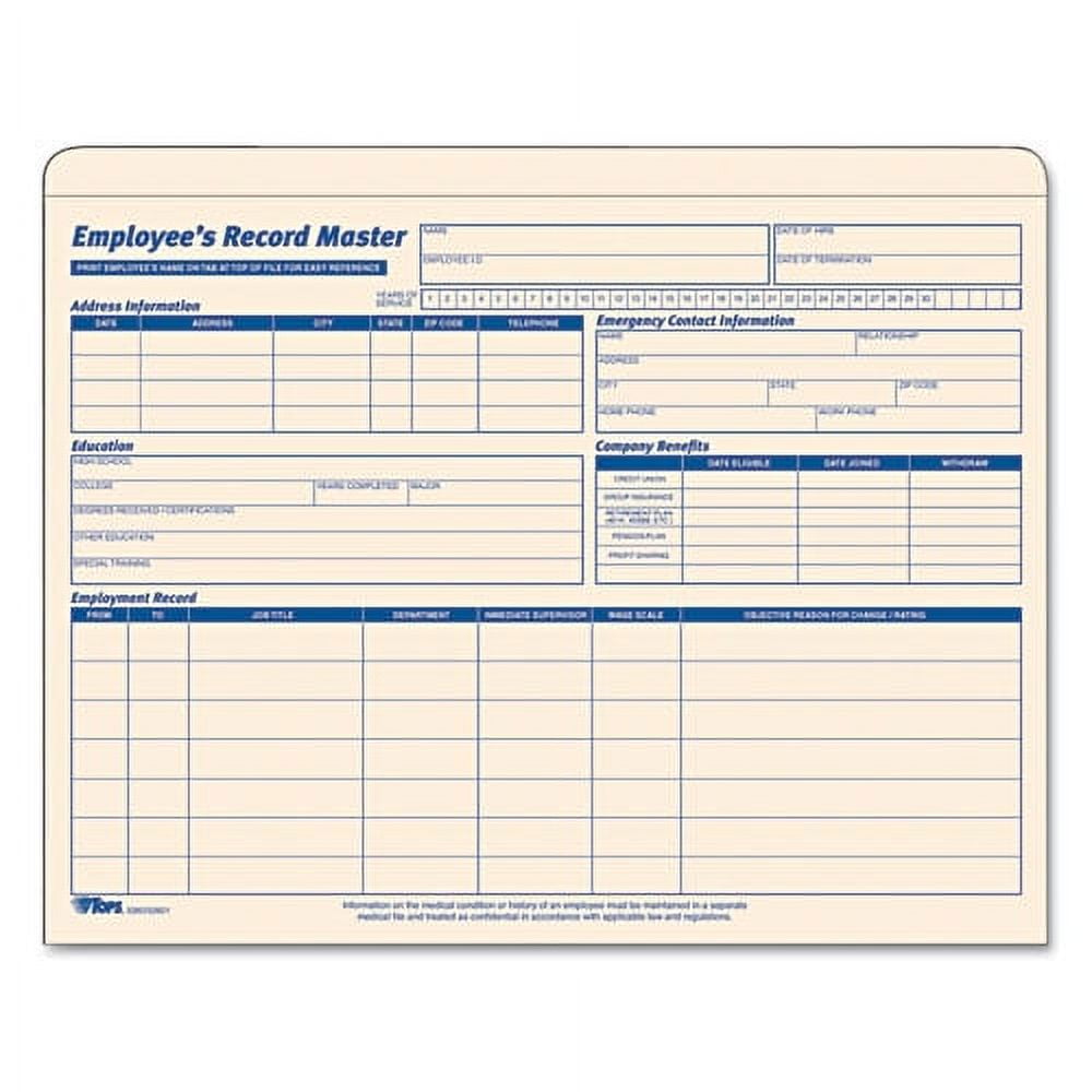 Employee Record Master File Jacket, Straight Tab, Letter Size, Manila, 15/Pack Employee Record Master File Jacket, Straight Tab, Letter Size, Manila, 15/Pack