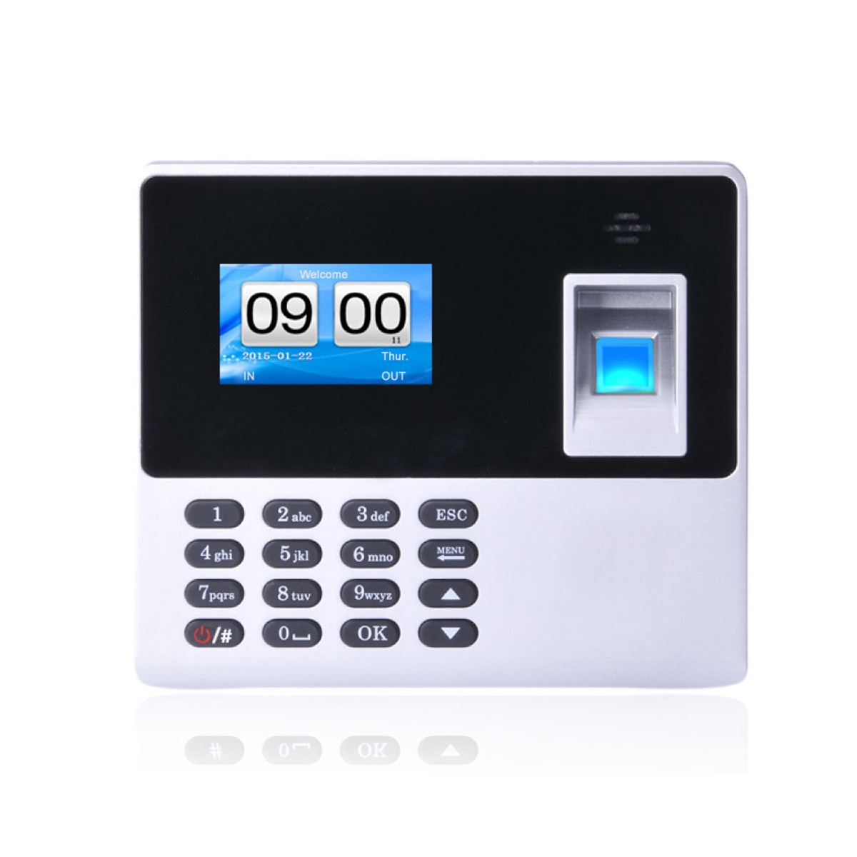 Employee Scans Fingerprints on the Machine to Record Working Hours