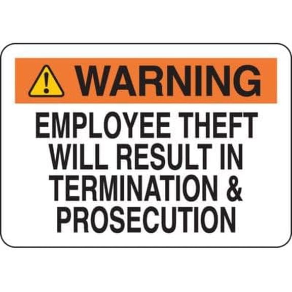 Employee Theft Signs - Termination and Prosecution Metal Sign 8x12 Inch for Security Use