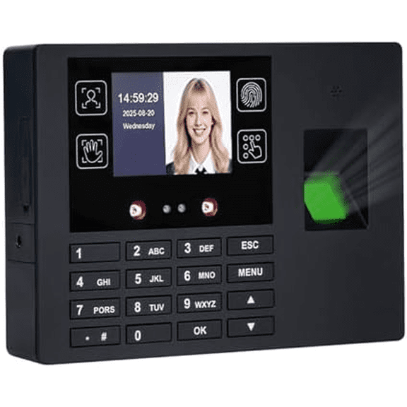 Employee Time Clocks for Small Business, Versatile 4 in 1 Time Machine (Face + Fingerprint + Palm Print + PIN), Clock in & Out Attendance Machine Punch Clock$$Office