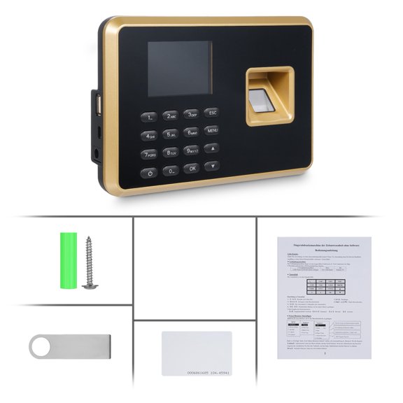 Employee attendance Bisofice Biometric Time Clock Attendance Machine for Employees Support 1000pcs Fingerprint/1000pcs Password/1000pcs ID Card Recognition 5 Languages System USB Port Data Management
