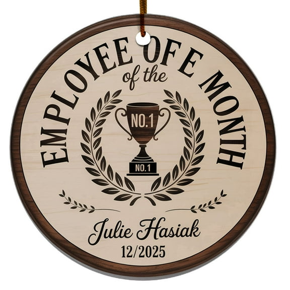 Employee of Month Christmas Ornament 2025, Ornament Employee Gift, Custom Name Text Year Christmas Ornament Keepsake for Appreciation Staff