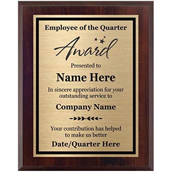 Employee of The Quarter Award 8x10 - Personalized Plaque, Customize Now!$$Office