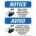 thumbnail image 1 of Employees Hand Washing Sign, Bilingual Spanish English,, 1 of 8