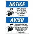 thumbnail image 1 of Employees Hand Washing Sign, Bilingual Spanish English,, 1 of 8