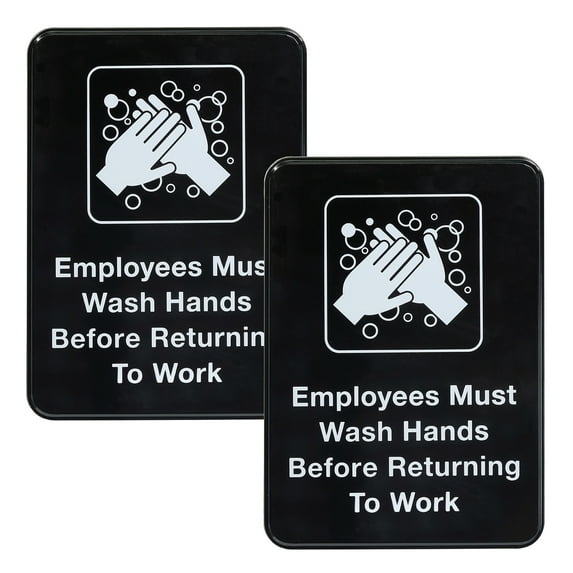 Employees Must Wash Hands Before Returning To Work Sign: 9"x3", Pack of 3 (5x7 Black, 5x7")