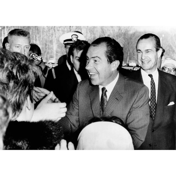 Employees Of The Central Intelligence Agency Greet President Nixon. At Right Is Cia Director Richard Helms. Mar. 7