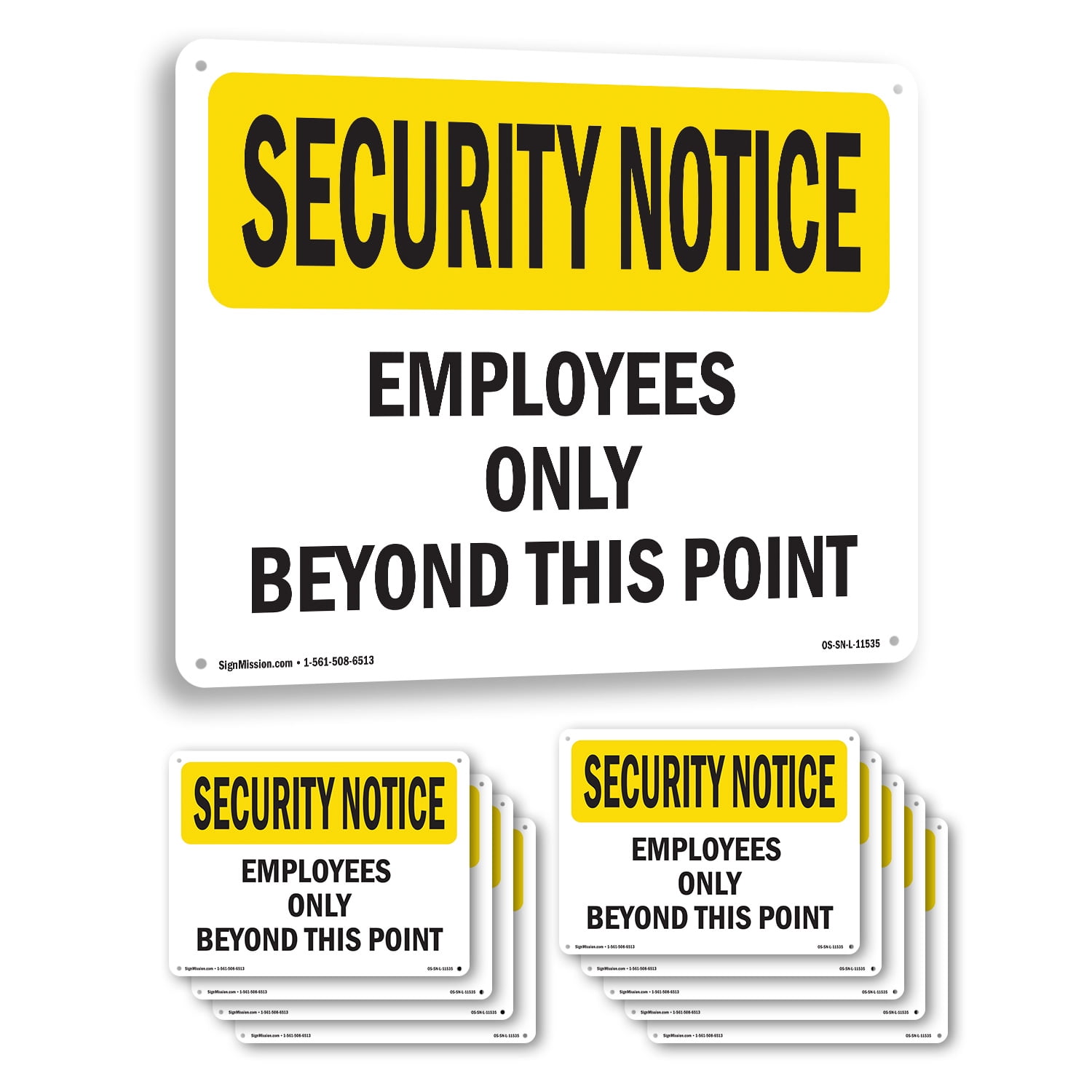 Employees Only Beyond This Point OSHA Security Notice Rigid Plastic ...