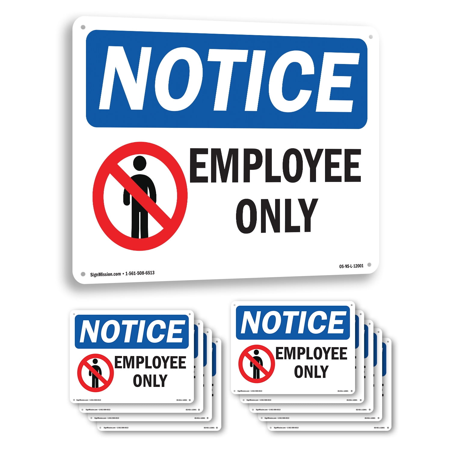 Employees Only OSHA Notice Rigid Plastic Sign 10 Inch x 7 Inch - 10 ...