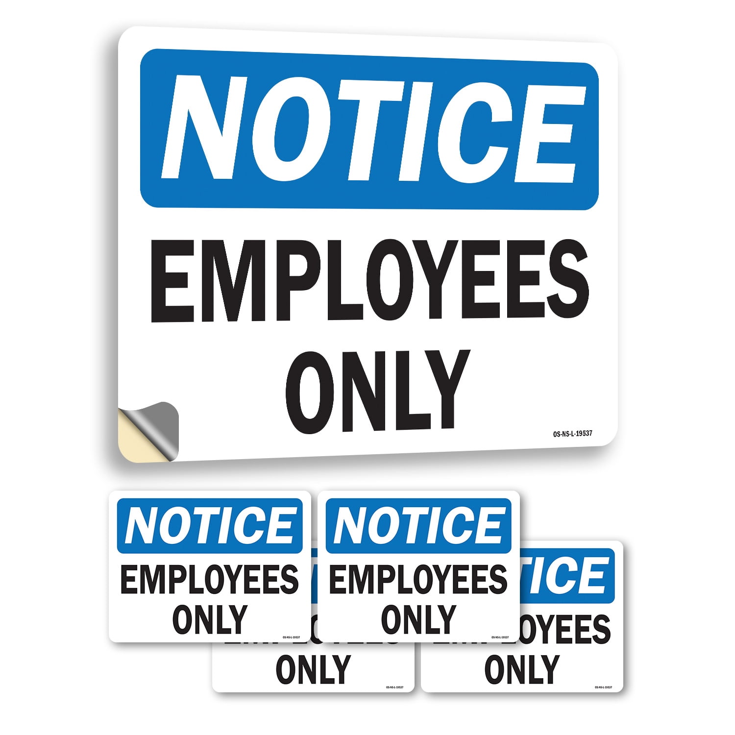 Employees Only OSHA Notice Vinyl Decal Label 5 Inch x 3.5 Inch - 5 Pack ...