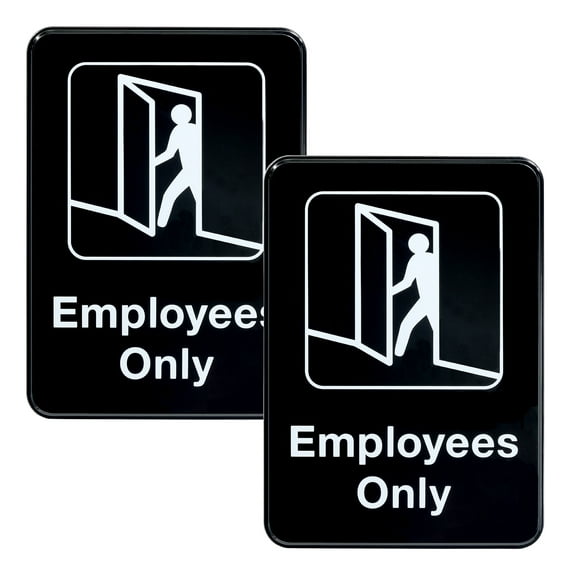Employees Only Sign 9"x3", Pack of 3 (Black, 5x7")