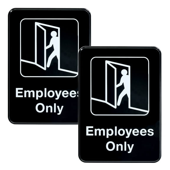 Employees Only Sign 9"x3", Pack of 3 (Black, 5x7")