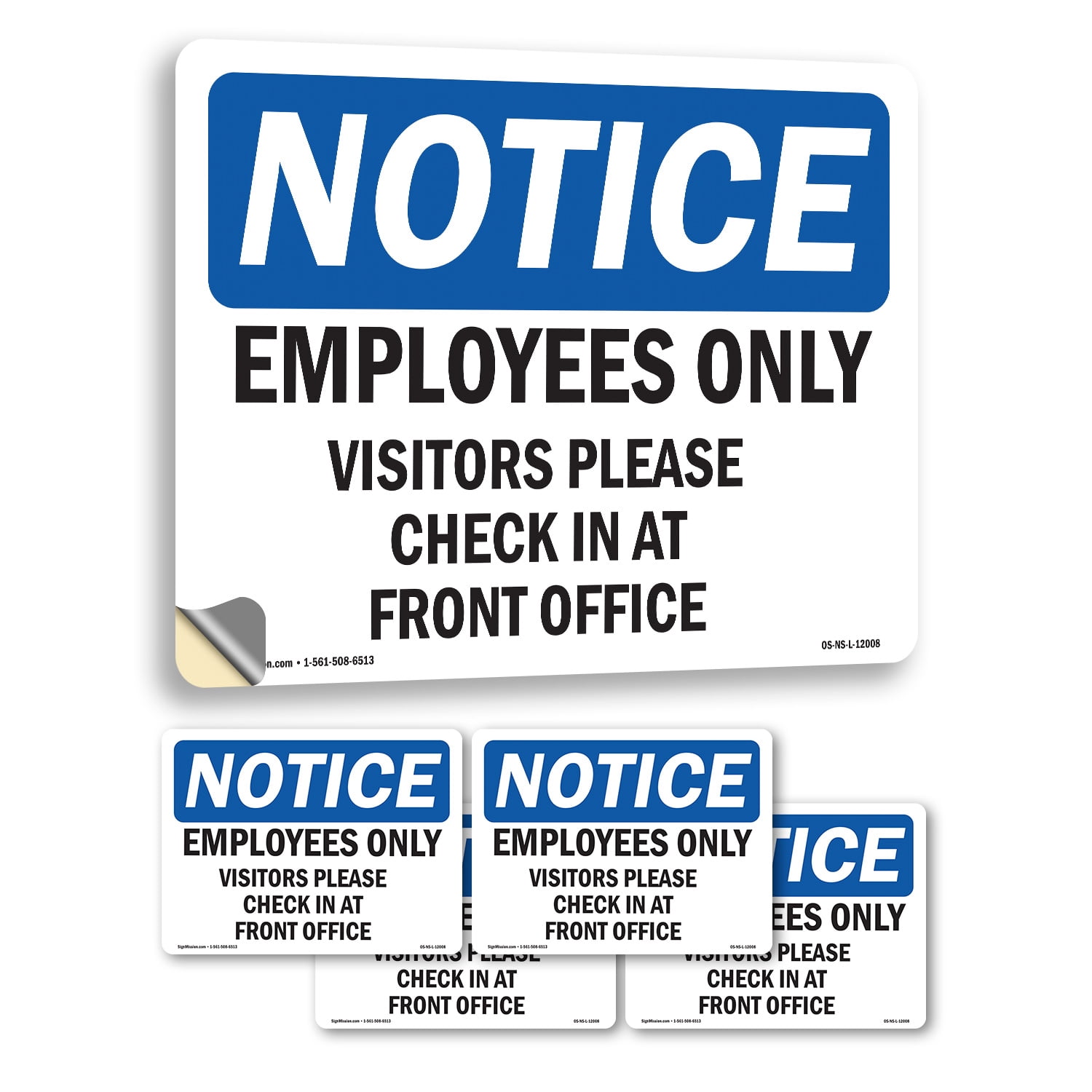 Employees Only Visitors Please Check In OSHA Notice Vinyl Decal Label ...