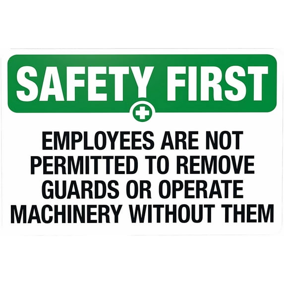 Employees Are Not Permitted To Remove Guards Sign - 8"x12" Slogan Security Metal Sign for Home Business Outdoor Indoor, Factory, Machinery, Guard Safety