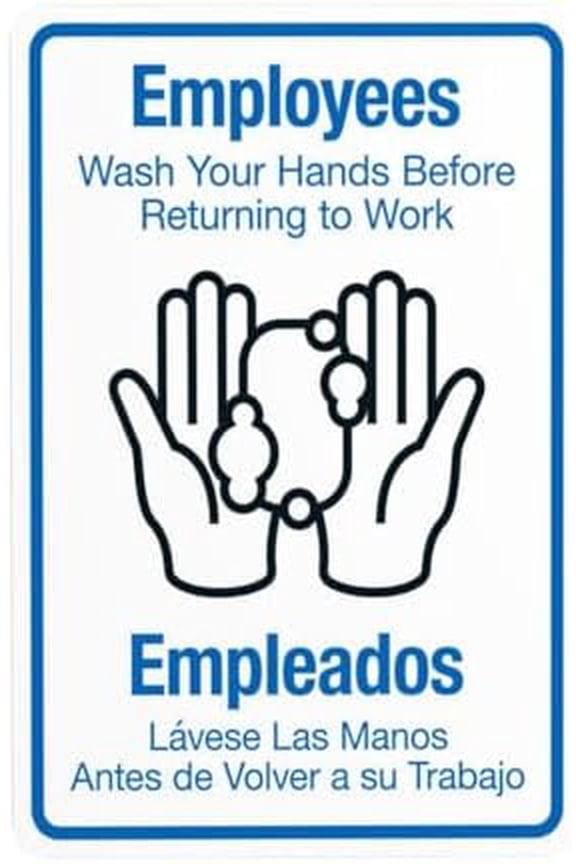 Employees Wash Hands Before Returning Work Warning Sign, Office Security Metal Signs for Business Home Outdoor Indoor Road Yard Garage Street Wall Safety Caution Custom Decor 8 x 12 Inch