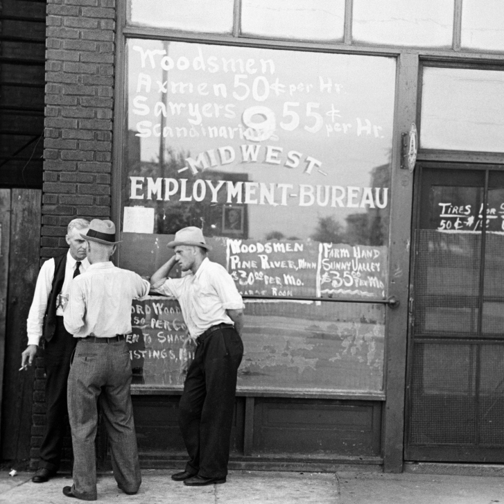 Employment Bureau 1937. Nmen Standing Outside The Employment Bureau