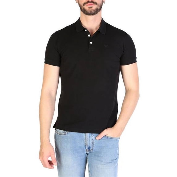 Emporio Armani 8N1F12-1J0SZ-0999-Black-XL Mens Polo, Black - Extra Large