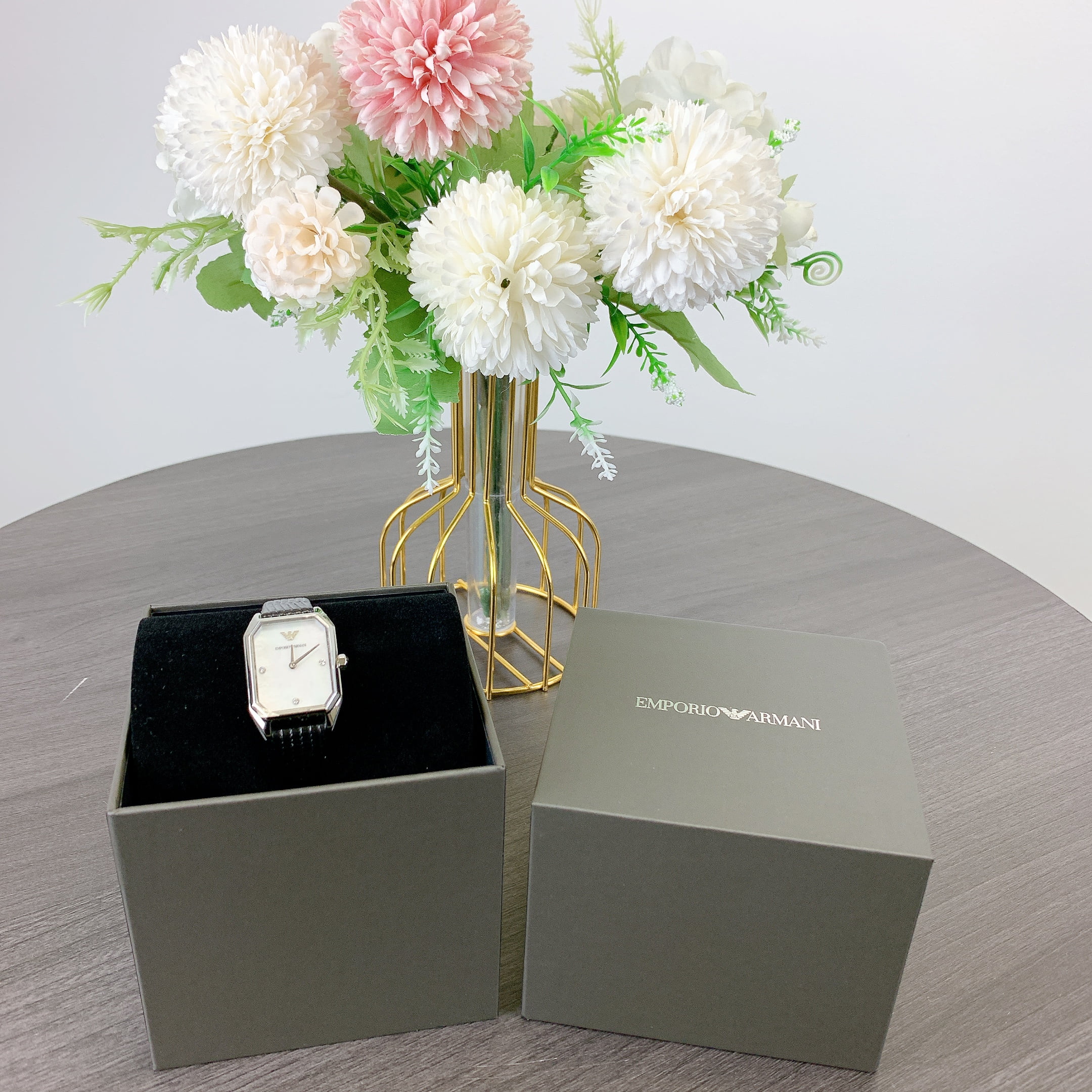 Emporio Armani AR11148 Quartz White Dial Two-Hand Black Leather