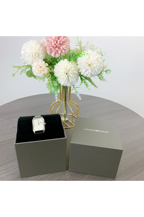 AR11148 Quartz White Dial Two-Hand Black Leather Ladies Watch