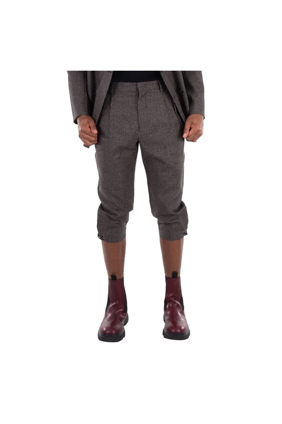 Checkered Pattern Cropped Trousers, Brand Size 48 (Waist Size 32")