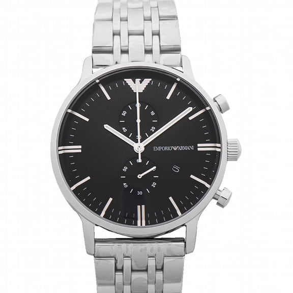Emporio Armani Chronograph Black Dial Stainless Steel Men's Watch 43mm AR80009