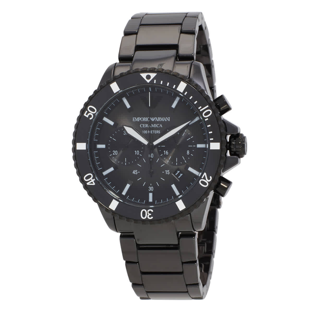 Emporio Armani Chronograph Ceramic Quartz Black Dial Men display picture 3